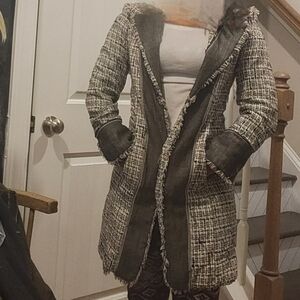 True Meaning Black and Cream Tweed Look Jacket